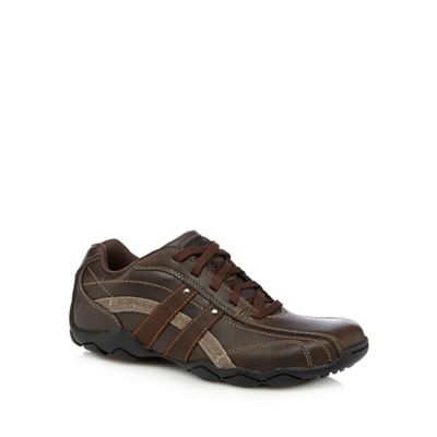 Skechers Big and tall brown 'diameter blake' leather trainers
